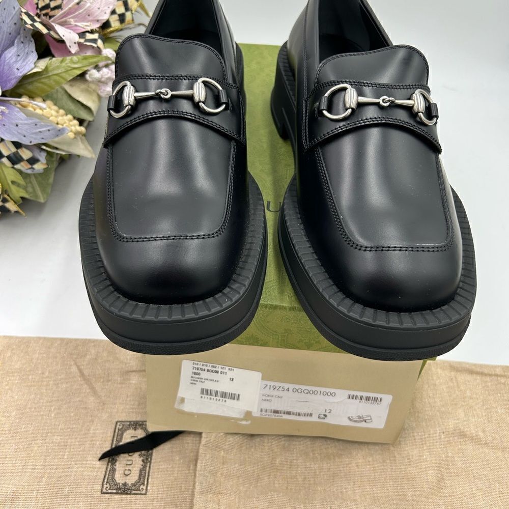 Men’s Gucci, leather chunky horse bit loafers size 12 made in Italy